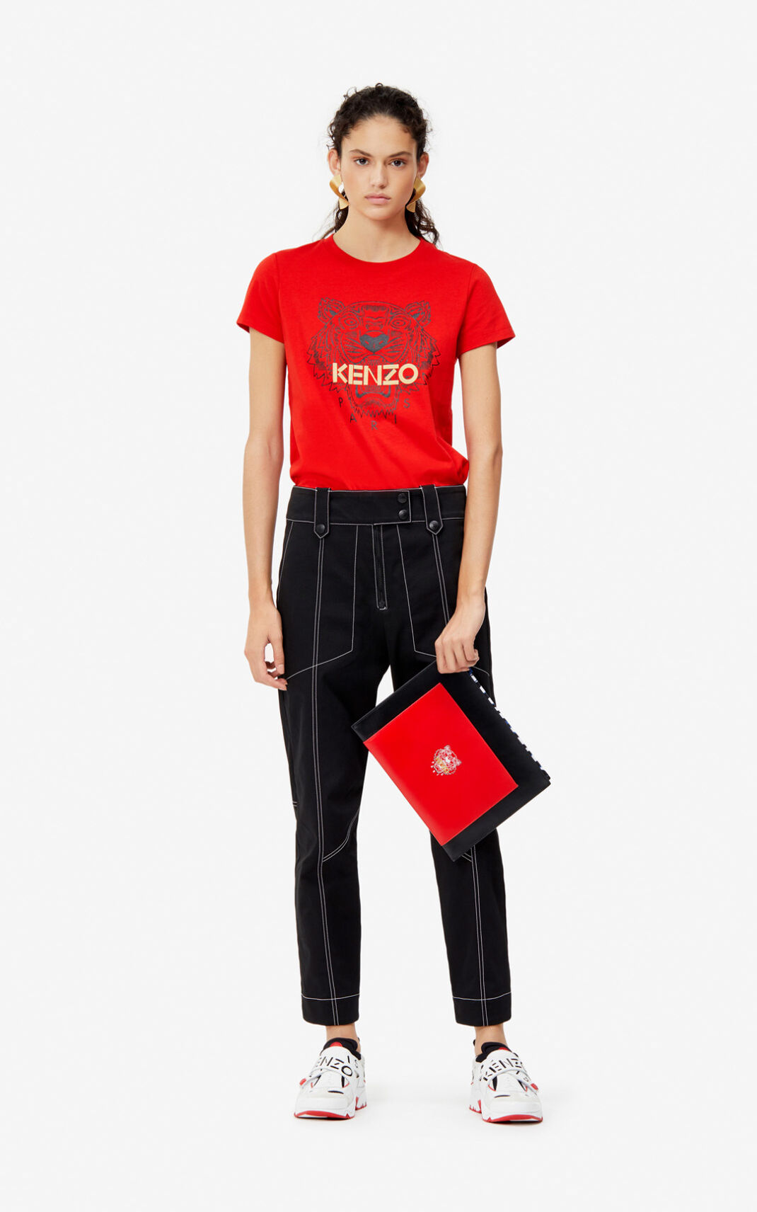 T Shirt Kenzo Tiger Femme Rouge | TOKE-15784